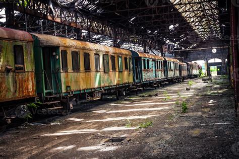 Old Trains At Abandoned Train Depot 1135059 Stock Photo At Vecteezy