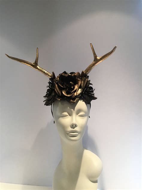 Antler Headband Floral And Antlers Head Piece Reindeer Antlers Deer