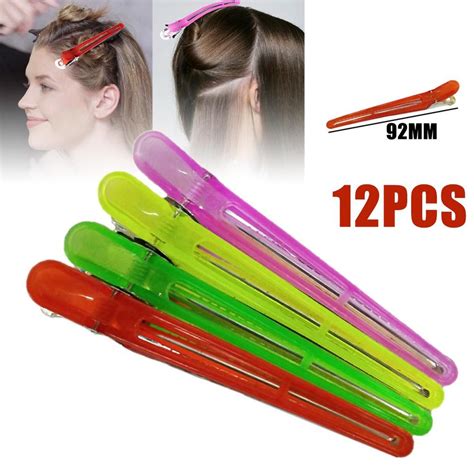 Pdto 12pcs Colorful Hairdressing Salon Sectioning Clips Clamps Barber