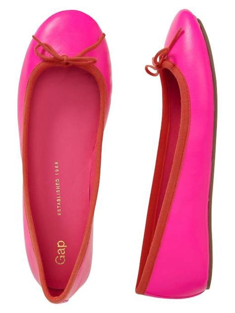 gap leather ballet flats in bright pink pink ballet flats leather ballet flats pink shoes