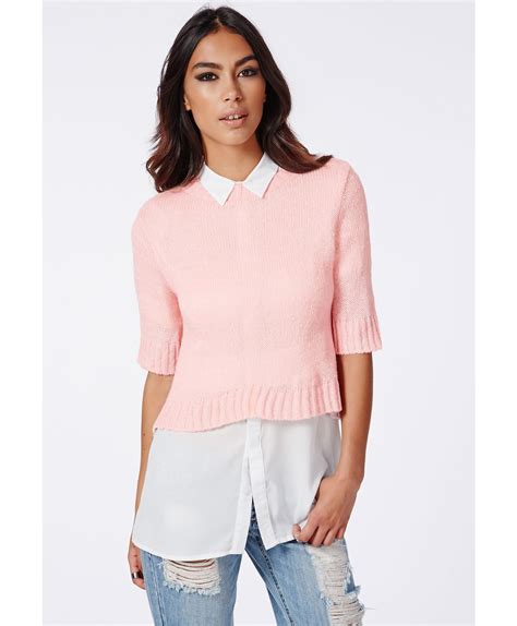Missguided Kristyana Soft Knit Cropped Jumper In Baby Pink In Pink Lyst