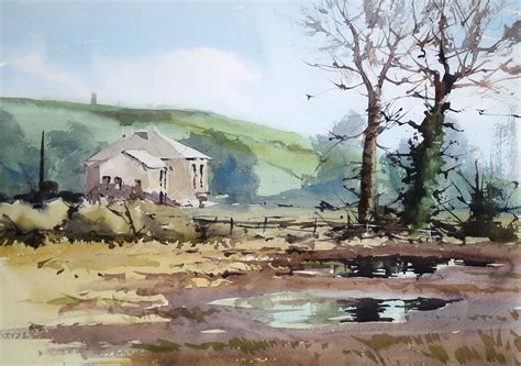 Grahame Booth Watercolor Ballystockart Co Down Watercolor Landscape