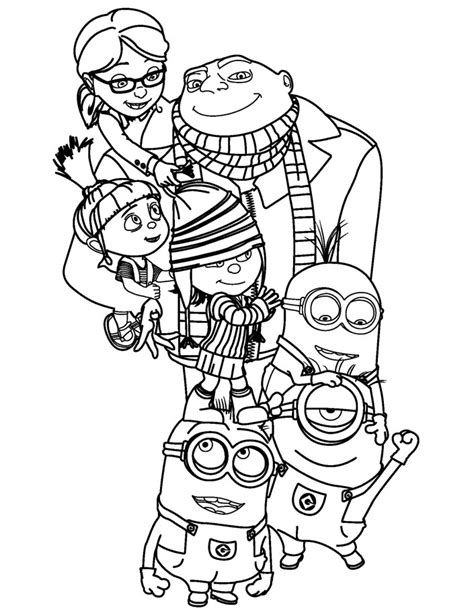 Another coloring page for kids from the upcoming movie despicable me 2. Despicable Me Gru, Daughters, and Minions Coloring Pages ...