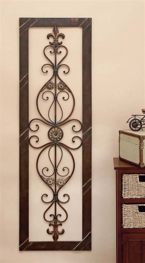 Vertical Metal Wall Décor Plaque In Brown Tuscan Wall Decor Buy Wall Decor Iron Wall Decor