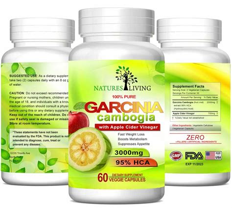 pure garcinia cambogia extract and apple cider vinegar 3000mg capsules all natural weight loss