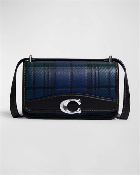 Coach Bandit Plaid Print Leather Crossbody Bag Neiman Marcus