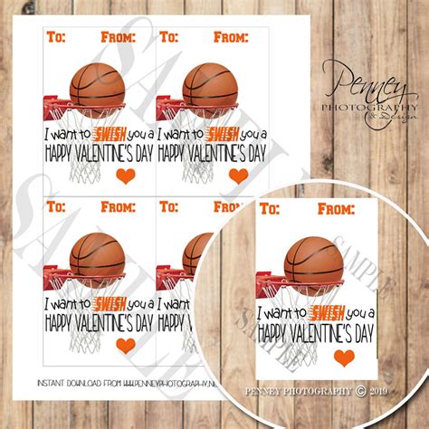 Shutterfly.com has been visited by 100k+ users in the past month Basketball Valentine Cards- *INSTANT DOWNLOAD by ...