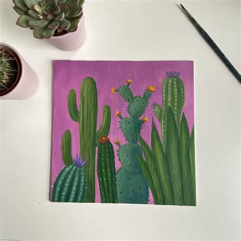 Cactus Garden Original Oil Painting Etsy