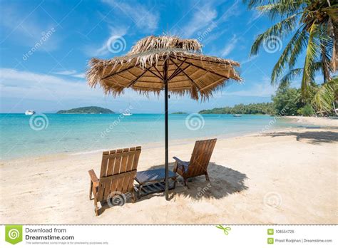 Beach Chairs And Umbrella On Summer Island In Phuket Thailand Stock Photo Image Of Coastline