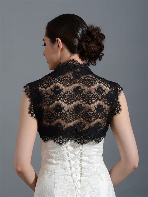 Black Sleeveless Bridal Lace Bolero Jacket Lace061black