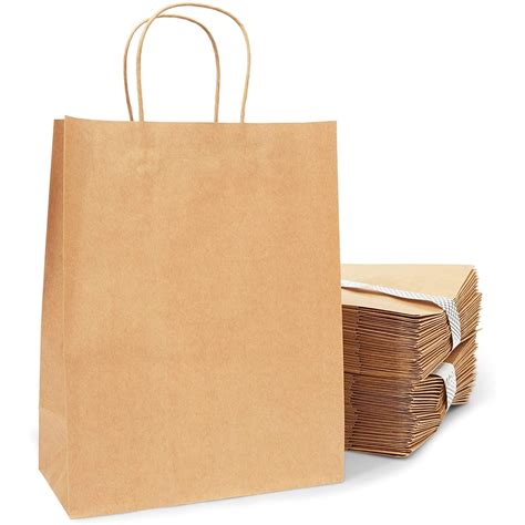 Juvale 50pcs Brown Kraft Paper T Bags With Handles For Shopping