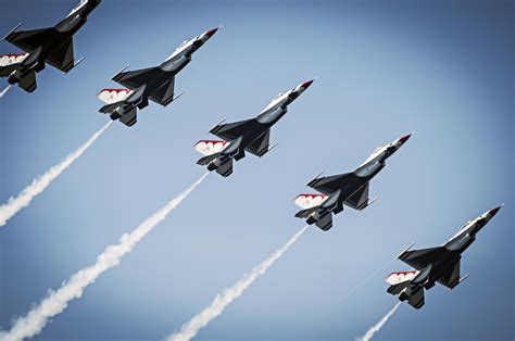 The Thunderbirds Pilots Perform The Line Break Loop Maneuver During The