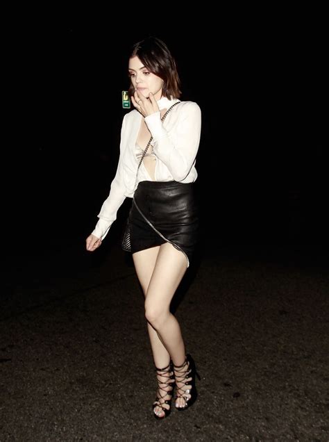 Lovely Ladies In Leather Lucy Hale In A Leather Mini Skirt