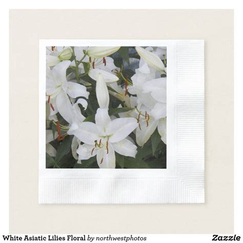 Elegant White Oriental Lilies Floral Photo Napkins Zazzle Com