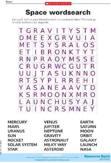 Space Wordsearch Free Primary Ks2 Teaching Resource