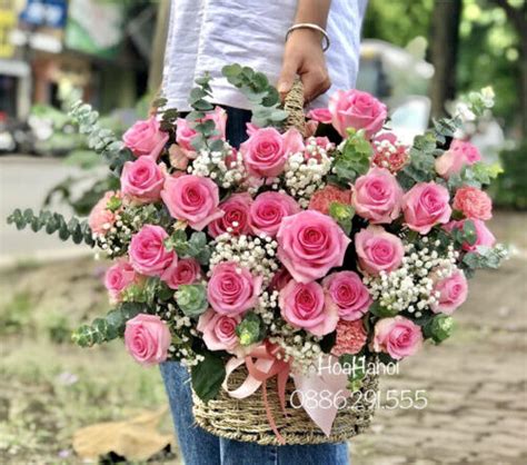 Lẵng Hoa Hồng Sen Sinh Nhật Đẹp Hanoiflorist Shop Hoa Tươi