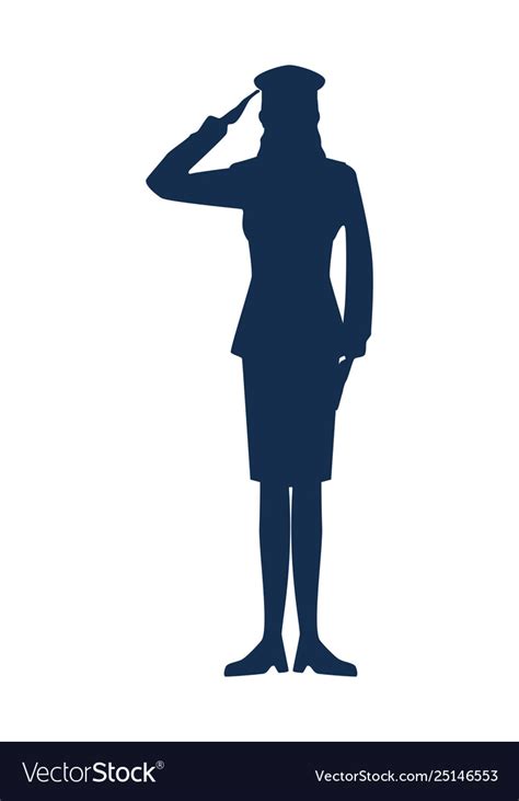 Military Woman Silhouette Icon Royalty Free Vector Image