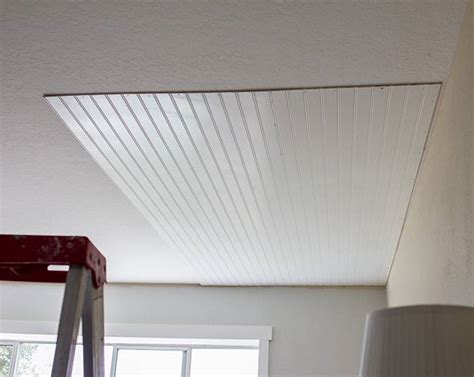 They bought some 7 inch board… and cut a basic 45 degree angle frame. Beadboard Ceiling Diy Wainscoting - Get in The Trailer