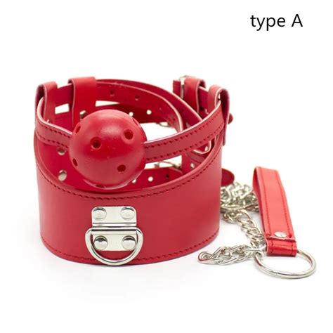 Loverkiss Faux Leather Sex Fetish Bondage Restraints Neck Collar With Open Mouth Gag Ball Slave