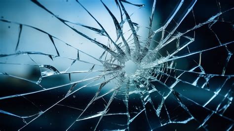 Set Of Broken Glass Cracked Windows Shattered Surfaces And Silhouette Textures Background