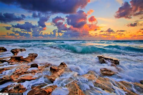 Colorful Sunrise At Carlin Park Beach Jupiter Florida Hdr Photography