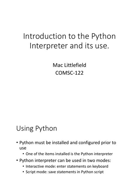 Introduction To The Python Interpreter And Its Use Mac Littlefield