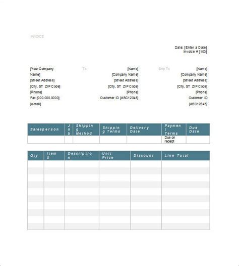 Generic Invoice Template 5 Free Word Excel Pdf Format Download