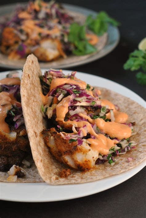 Blackened Fish Tacos With Cilantro Slaw And Sriracha Mayo Weekly Menu