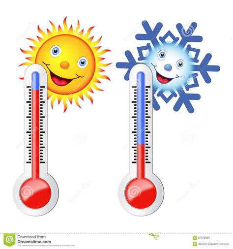Two Thermometers The Sun And Snowflake Stock Vector Image 57678860