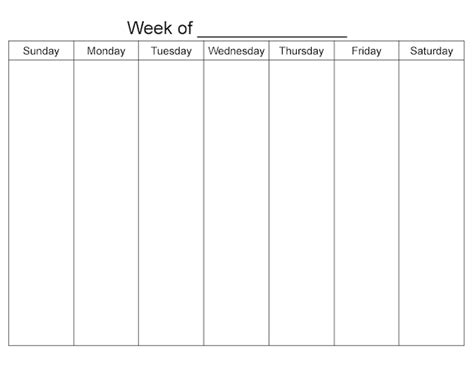 7 Day Printable Weekly Calendar Template Printable Templates