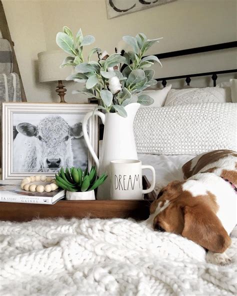 cozy up in this perfctly style guest room farnhouse style rae dunn chunky blanket guest