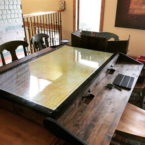 This table is a design by one of my clients. OC Check out this sweet setup! - DnD | Gaming table diy, Dnd table, Board game table