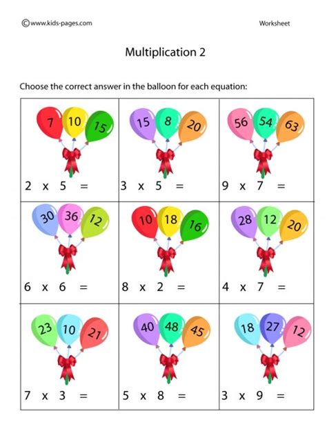 Easy Multiplication Worksheets For Kids