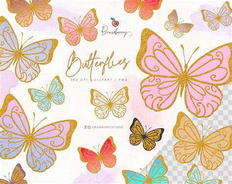Colorful Butterflies With The Words Butterflies On Them In Gold Pink