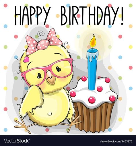 Greeting Card Cute Cartoon Chicken With Cake Download A Free Preview