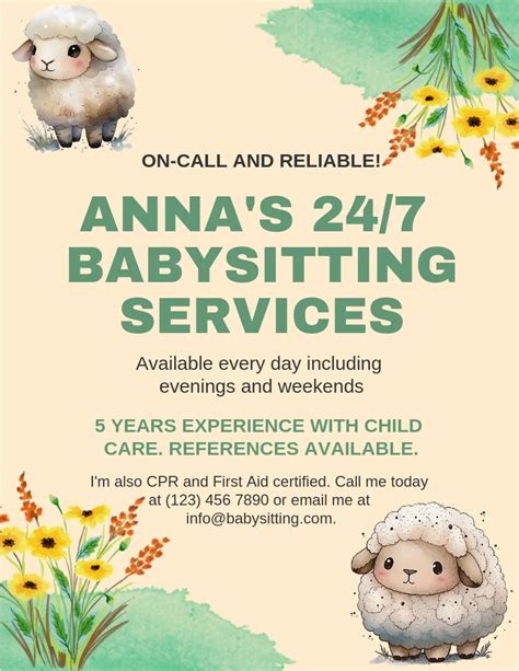 24 7 Babysitting Service Flyer Template Venngage