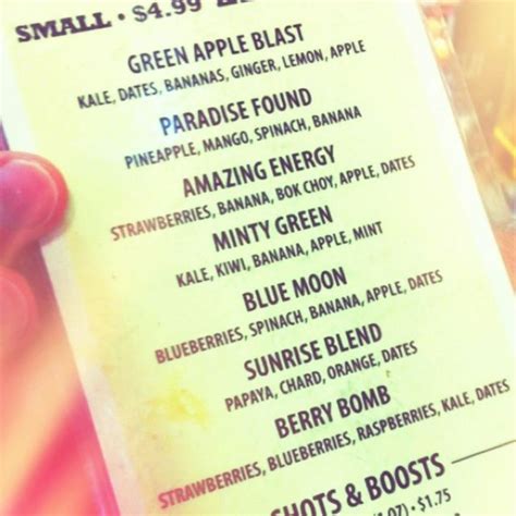 If you want to start your day off on a good note, try one of these delectable smoothies! Whole Foods Market - new smoothie menu | Smoothie menu ...