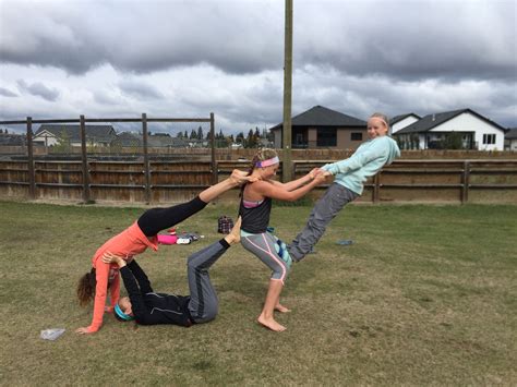 4 Person Acro Stunt Gymnastics Stunts Acro Yoga Group Yoga Poses