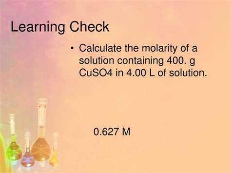 The volume of the given solution has the proper units, but the amount moles of naoh = 40 g / 39.997 g/mol = 1.00 mol now all we have to do is divide that value by the volume to obtain the molarity like so: PPT - Molarity PowerPoint Presentation, free download - ID ...