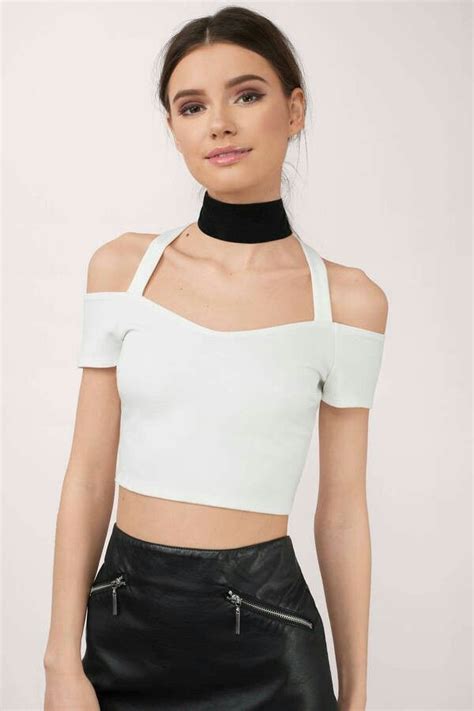 White Crop Top White Tops White Cold Shoulder Top Gypsy Women White