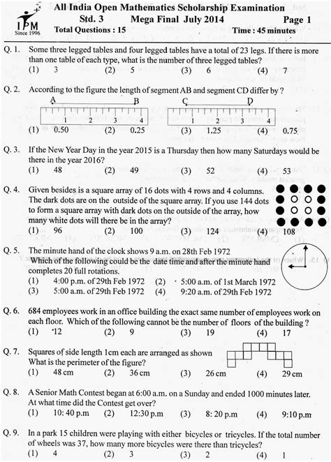 Ipm Mega Final Paper Grade 3 Math Word Problems Maths Ncert