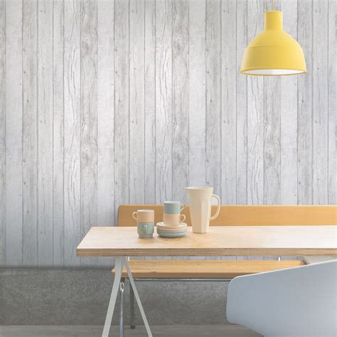 Ideco Home Grey Wood Panel Wallpaper Departments Diy At Bandq