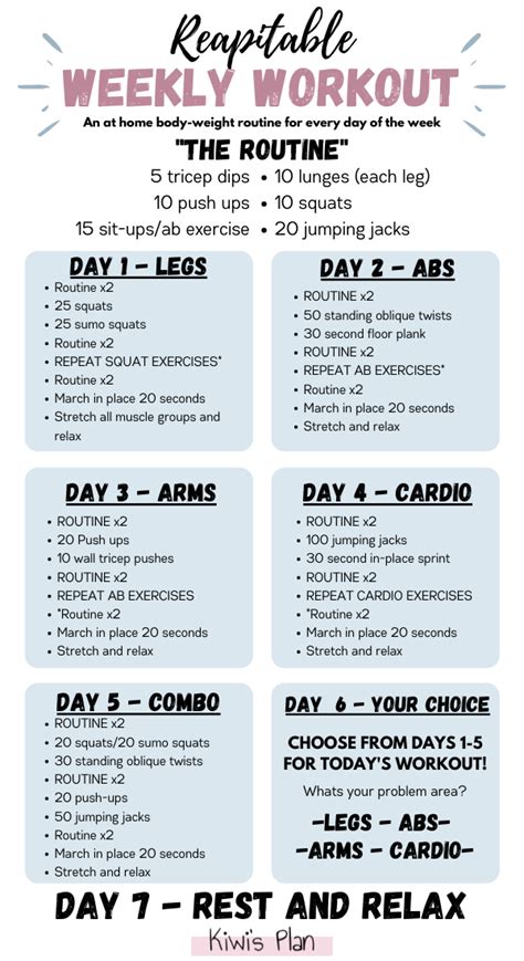 Get Toned With This Repeatable Weekly Workout Daily Workout Plan