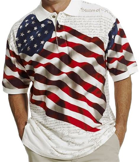 Cotton Traders Allover Patriotic Mens Polo Shirt Men Clothing T Shirts