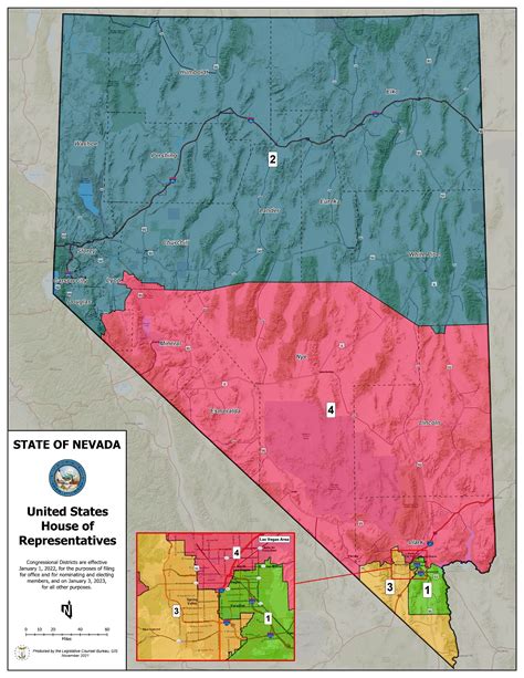 Nevada 2022 Congressional Districts Wall Map By Mapshop The Map Shop