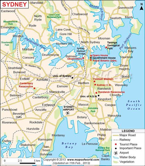 Sydney Australia Map Major Roads And Attractions