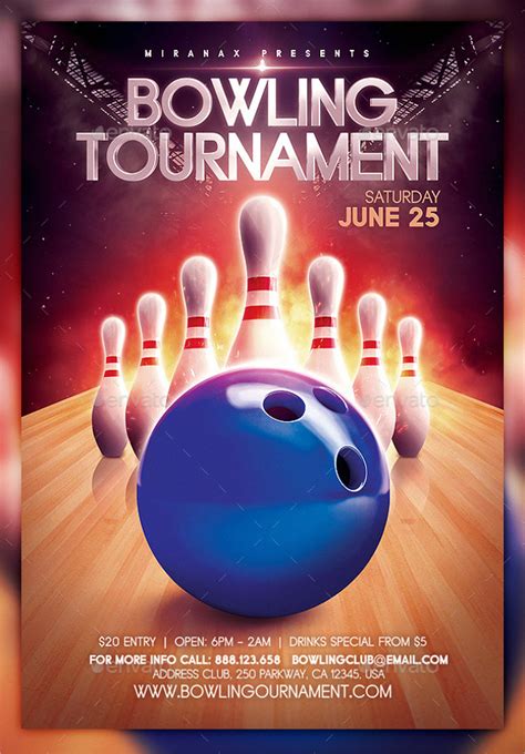 Free 24 Bowling Flyer Templates In Eps Psd Publisher Indesign