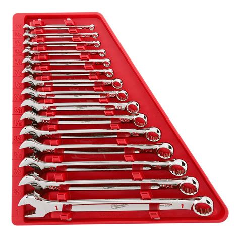 Milwaukee Combination Sae Wrench Set 15 Piece 48 22 9415 The Home Depot