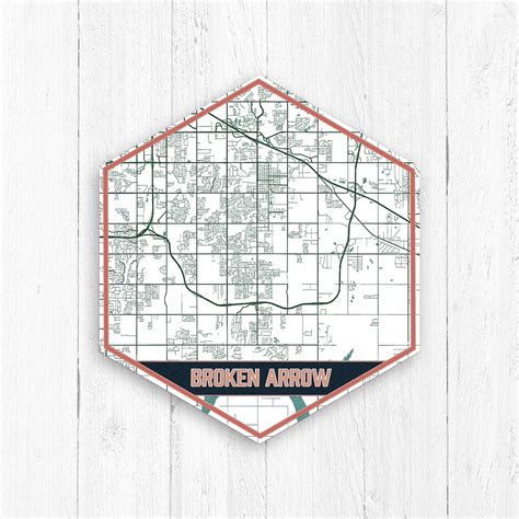 Broken Arrow Oklahoma Map Hexagon Canvas By Printed Etsy