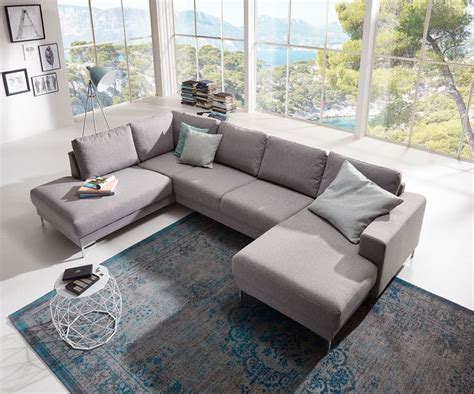 Couch Silas Grau 300x200 Cm Ottomane Links Designer Wohnlandschaft Für